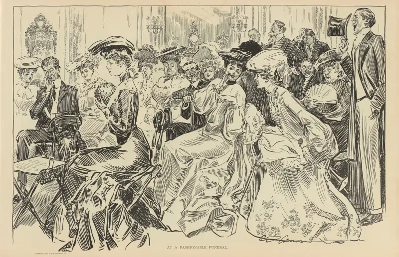 På en fashionabel begravning av Charles Dana Gibson