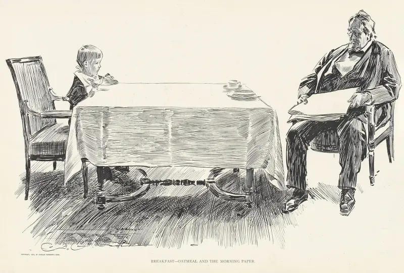 Frukost – havregrynsgröt och morgontidningen av Charles Dana Gibson