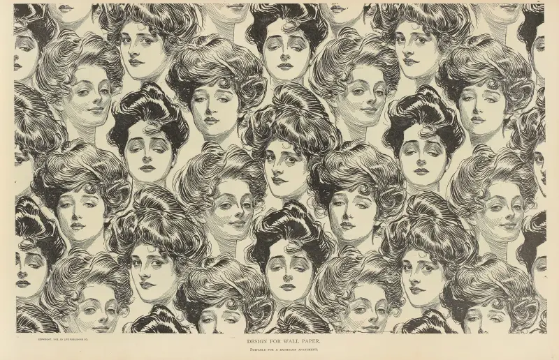 Design fo a wallpaper, Suitable for a bachelor apartment av Charles Dana Gibson