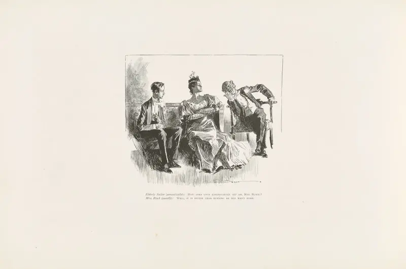 Elderly Suitor (sarcastically); How does your kindergarten get on, Miss Black av Charles Dana Gibson