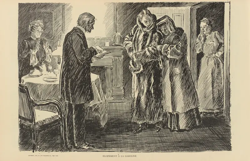 Smygningsbröllop med bensin av Charles Dana Gibson