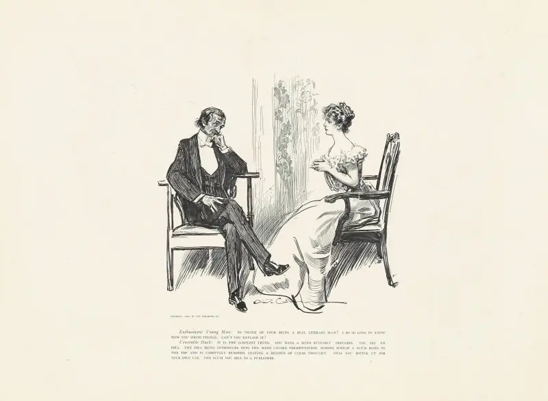 Enthusiastic Young Miss; To think of your being a literary man! av Charles Dana Gibson