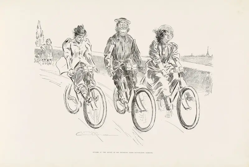 Gullem nimmt auf Anraten seines Arztes Bewegung im Freien von Charles Dana Gibson