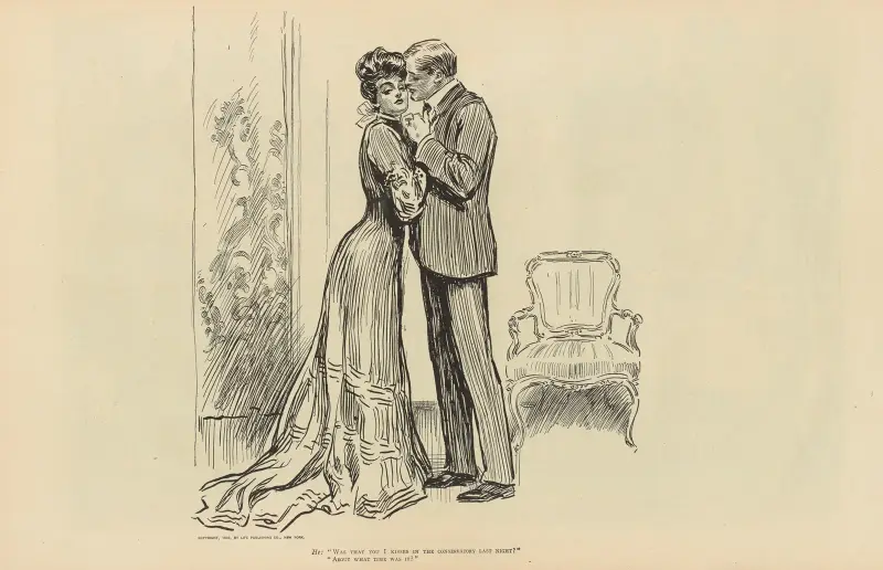 He; ‘Was that you I kissed in the conservatory last night’ av Charles Dana Gibson
