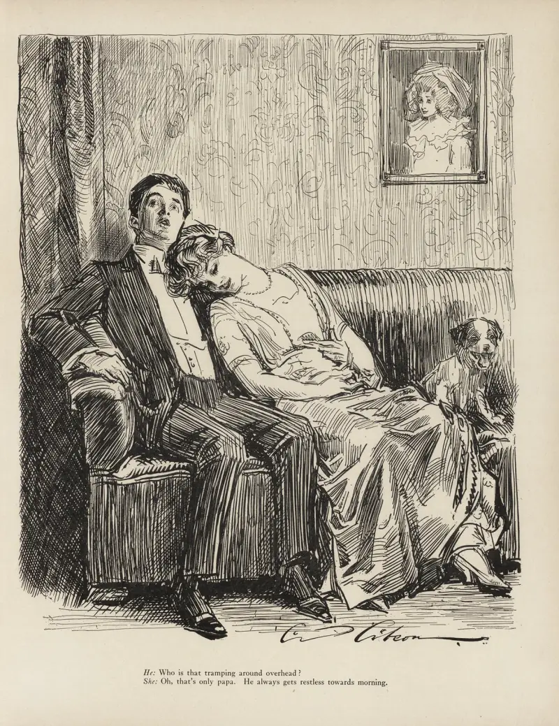 He; Vem är det som trampar runt där uppe? av Charles Dana Gibson