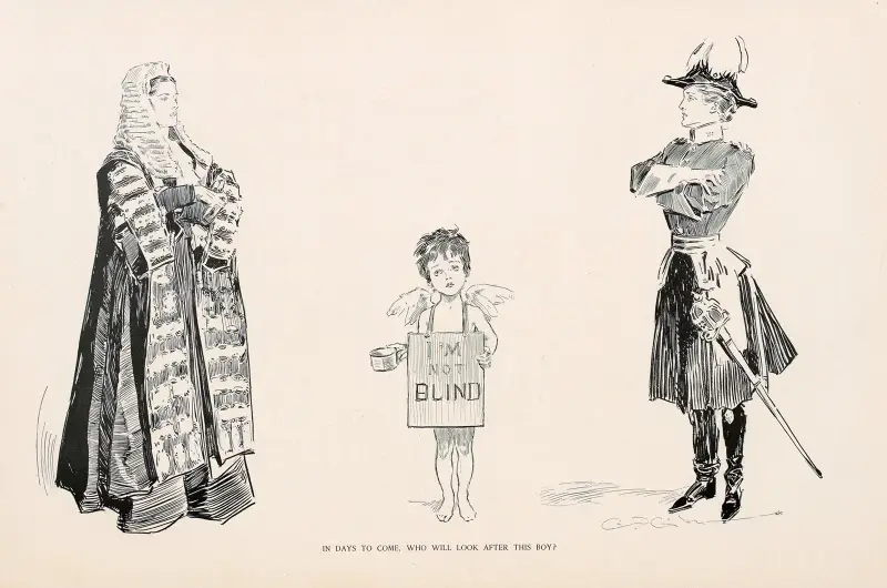 In days to come, Who will look after this boy av Charles Dana Gibson