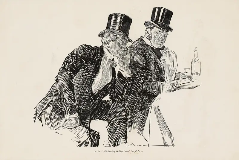 In the ‘Whispering Gallery’ – A Small Loan av Charles Dana Gibson