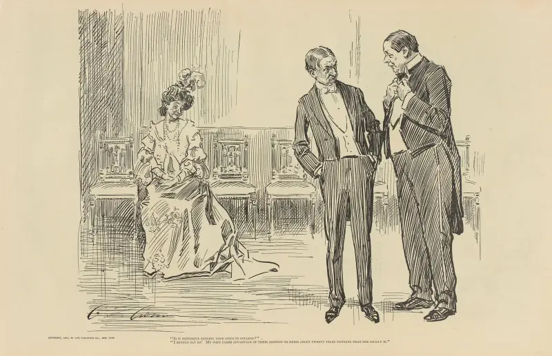 ‘Is it expensive sending your girls to college’ av Charles Dana Gibson