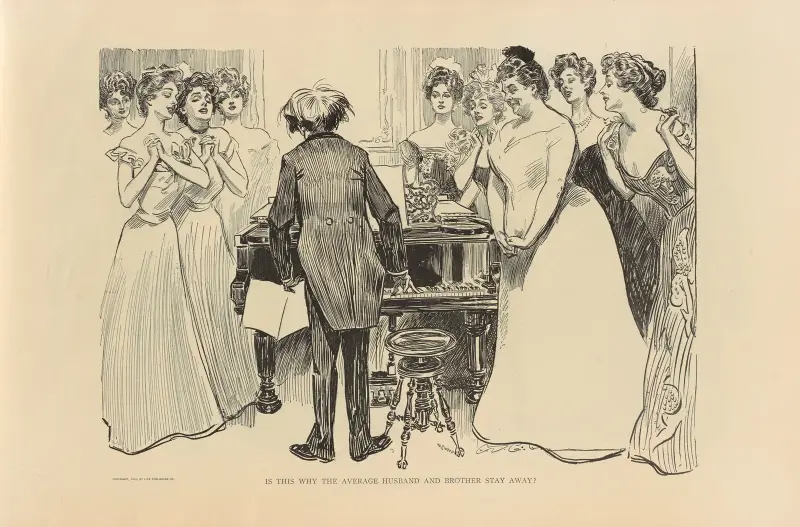 Is this why the average husband and brother stay away av Charles Dana Gibson