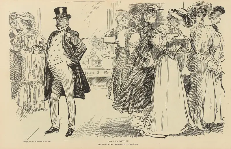 Life’s vaudeville, Mr. Masher as Capt. Irresistible in the Lady Killer av Charles Dana Gibson