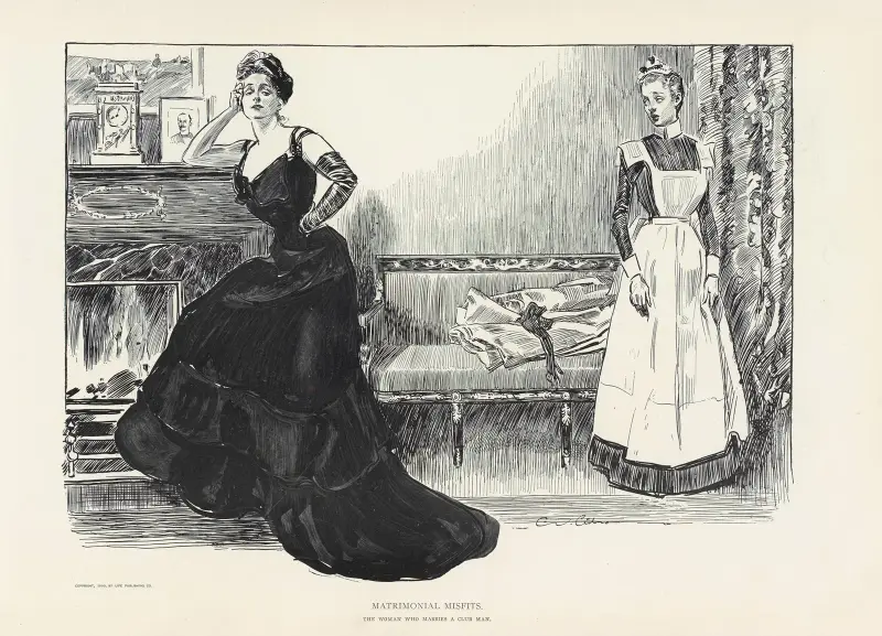 Äktenskapliga missanpassningar – Kvinnan som gifter sig med en klubbman av Charles Dana Gibson