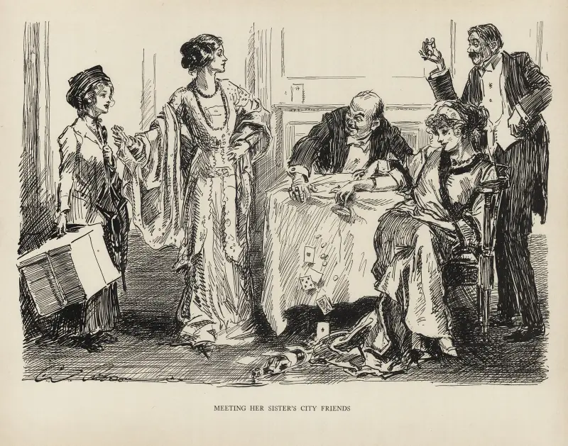 Möte med systerns vänner i staden av Charles Dana Gibson