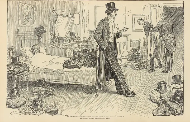 Mr. Meeker doesn’t object so much to his wife’s entertainments… av Charles Dana Gibson