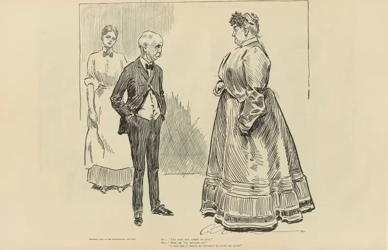 Herrn; 'Kocken har gått med på att stanna.' av Charles Dana Gibson