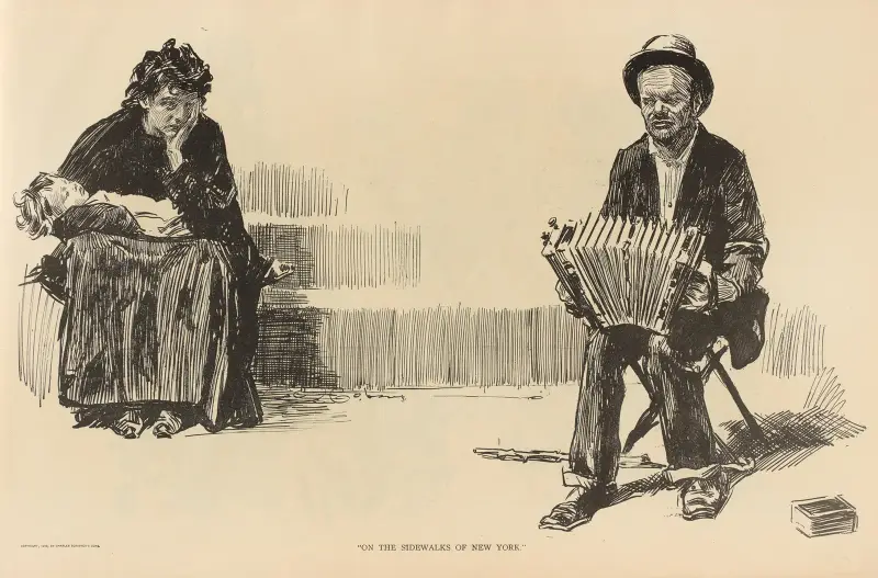På trottoarerna i New York av Charles Dana Gibson