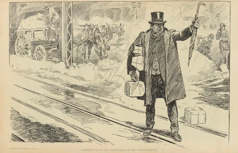 Portrait of an old gentleman on the wrong corner av Charles Dana Gibson