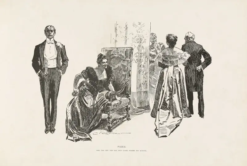Puzzle – Znajdź dziewczynę, którą pocałowano w ciągu dziesięciu minut, Charles Dana Gibson