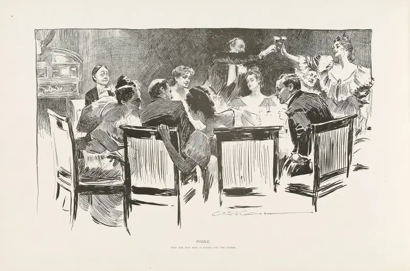 Puzzle – Finde den Mann, der das Abendessen bezahlt von Charles Dana Gibson