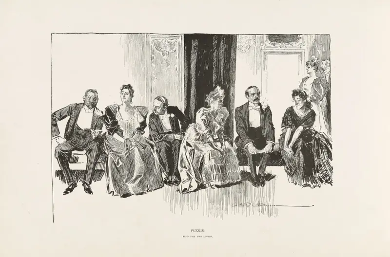 Pussel – Hitta de två älskande av Charles Dana Gibson