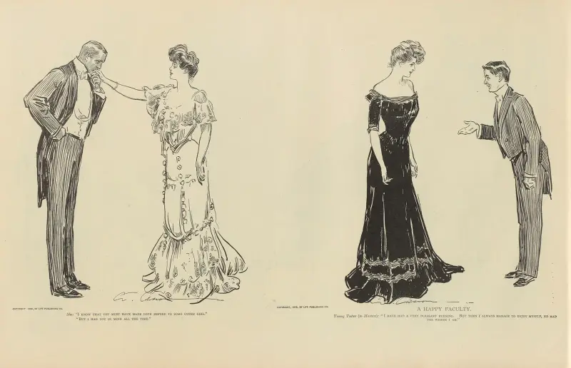 She; ‘i know that you must have made love before to some other girl.’ av Charles Dana Gibson