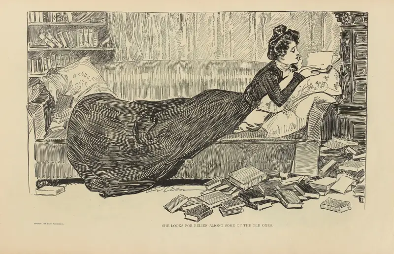 She looks for relief among some of the old ones av Charles Dana Gibson