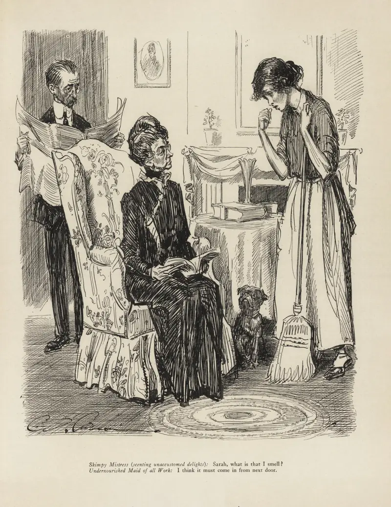 Skimpy Mistress (scenting unaccustomed delights); Sara, what is that i smell av Charles Dana Gibson