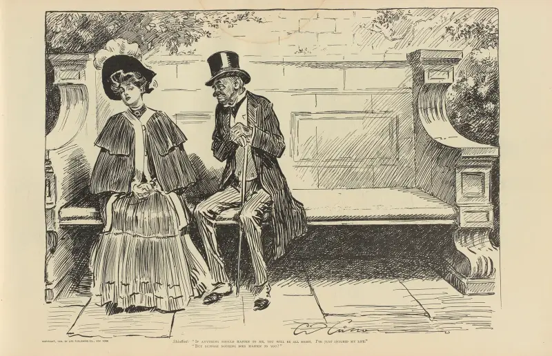 Geizhals; „Wenn mir etwas zustoßen sollte, wird es dir gut gehen“ von Charles Dana Gibson