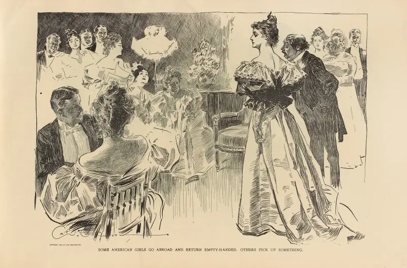 Some American girls go abroad and return empty-handed. Others pick up something av Charles Dana Gibson