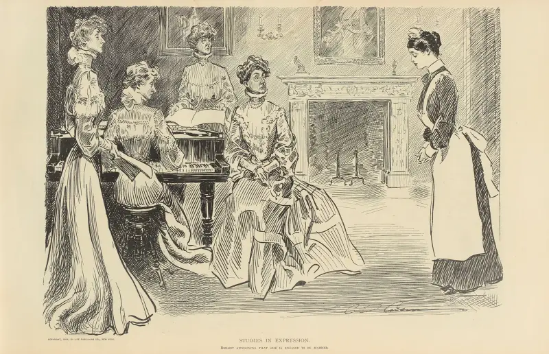 Studier i uttryck. Bridget meddelar att hon ska gifta sig av Charles Dana Gibson