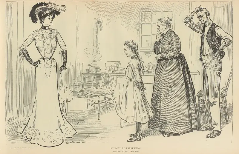 Studies in expression, the ‘chorus girl’s’ visit home av Charles Dana Gibson