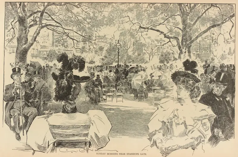 Söndagsmorgon nära Stanhope Gate av Charles Dana Gibson