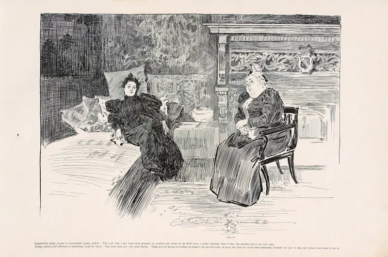 Sympathetic plain friend to inconsolable widow…. av Charles Dana Gibson