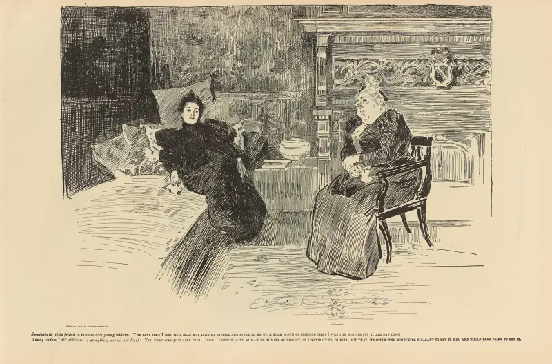 Sympatisk vän till tröstlös ung änka av Charles Dana Gibson