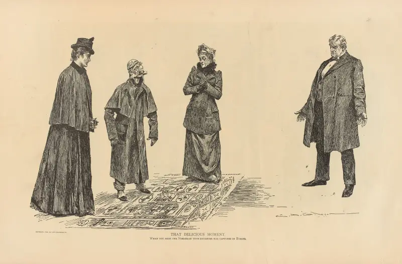Den där ljuvliga stunden. När du träffar adelsmannen som din dotter har fångat i Europa av Charles Dana Gibson