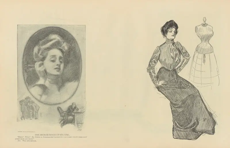 Mäklaren ringer upp sin flicka av Charles Dana Gibson