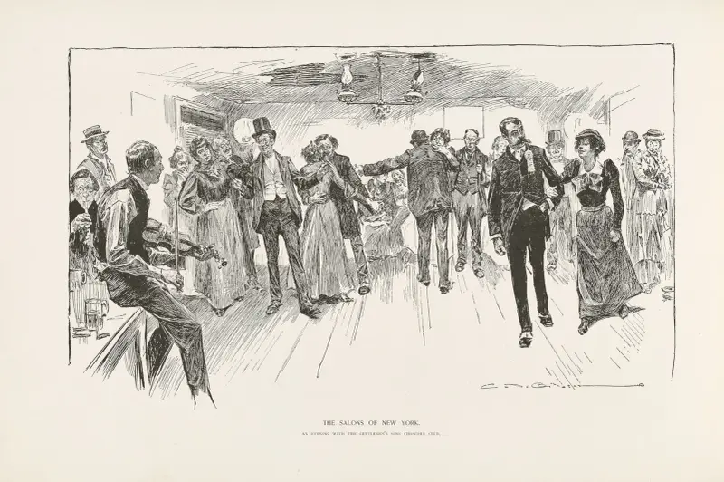 Salony Nowego Jorku – Wieczór w gentlemen’s chowder club, Charles Dana Gibson