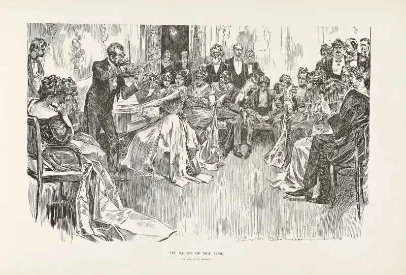 The salons of New York – At Mrs Flat Sharp’s av Charles Dana Gibson