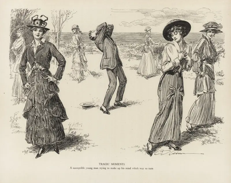 Tragische Momente – Ein empfindsamer junger Mann, der versucht, sich zu entscheiden, welche Richtung er einschlagen soll von Charles Dana Gibson