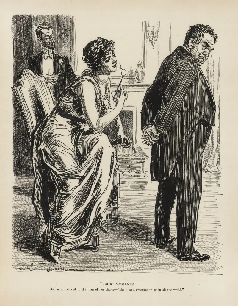 Tragische Momente – Papa lernt den Mann ihrer Wahl kennen von Charles Dana Gibson