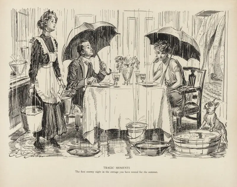 Tragic moments – The first stormy night in the cottage you have rented for the summer av Charles Dana Gibson