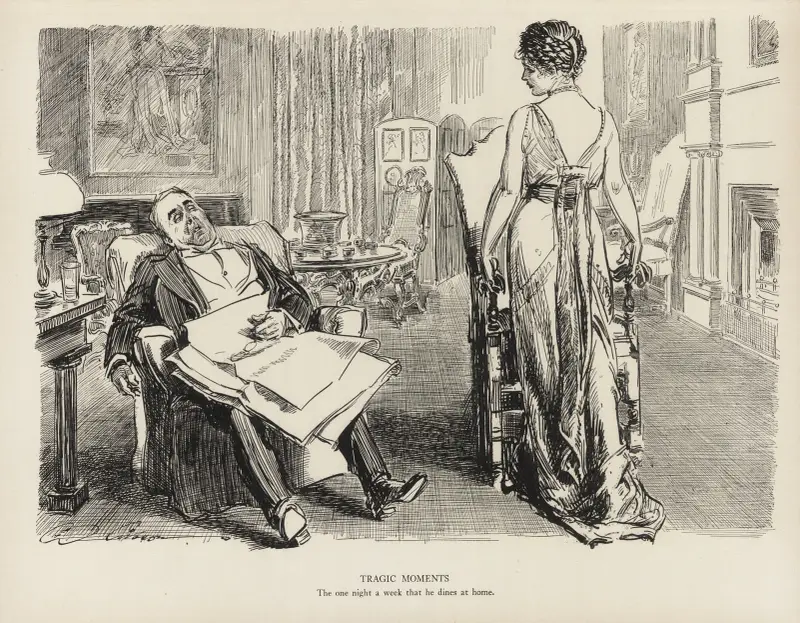 Tragic moments – The one night a week that he dines at home av Charles Dana Gibson
