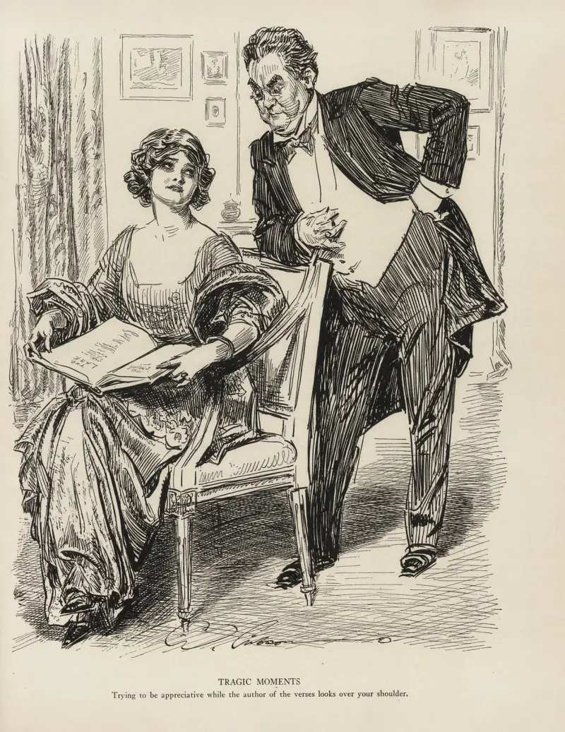 Tragische Momente – Der Versuch, anerkennend zu sein, während der Autor der Verse über deine Schulter blickt von Charles Dana Gibson