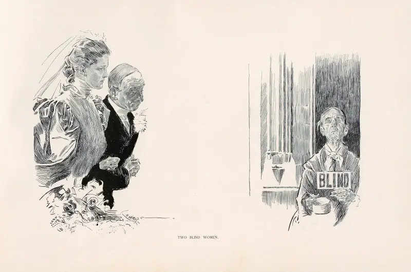 Två blinda kvinnor av Charles Dana Gibson