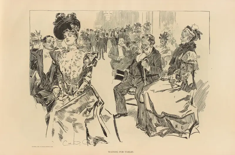 Väntar på borden av Charles Dana Gibson