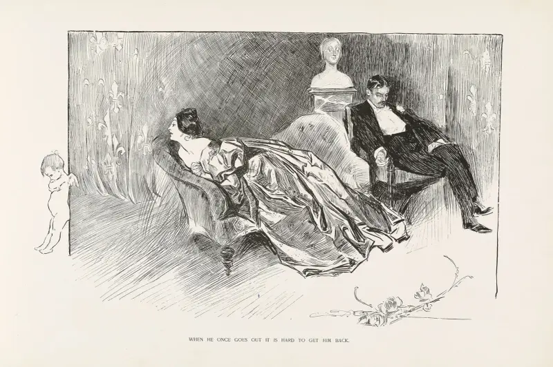 When he once goes out it is hard to get him back av Charles Dana Gibson