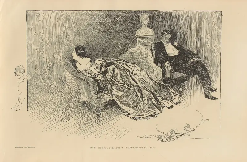 When he once goes out it is hard to get him back av Charles Dana Gibson