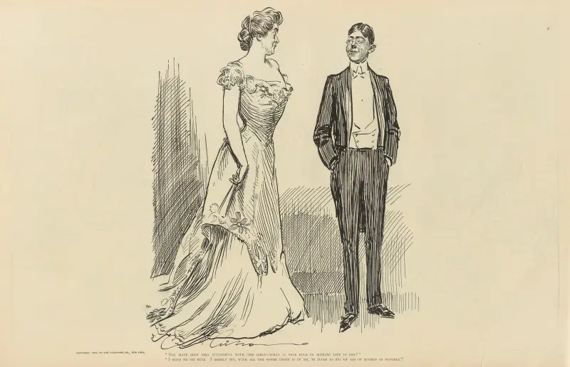 „Máte u dívek velký úspěch – jaké máte pravidlo, když se s některou dvoříte?“, Charles Dana Gibson