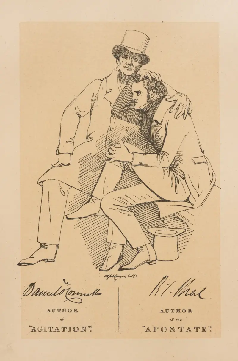 Daniel O’Connell, author of ‘Agitation’; R.L. Shiel, author of the ‘Apostate’ av Daniel Maclise