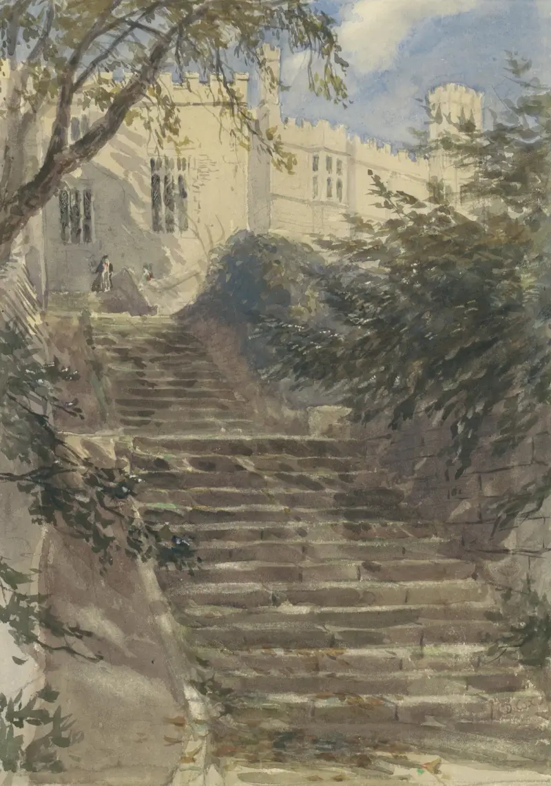 Trädgårdstrappa vid Haddon Hall (Derbyshire) av David Cox