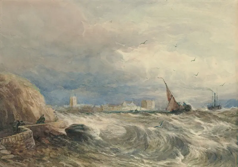 Vy över Beaumaris, Anglesey, Wales av David Cox